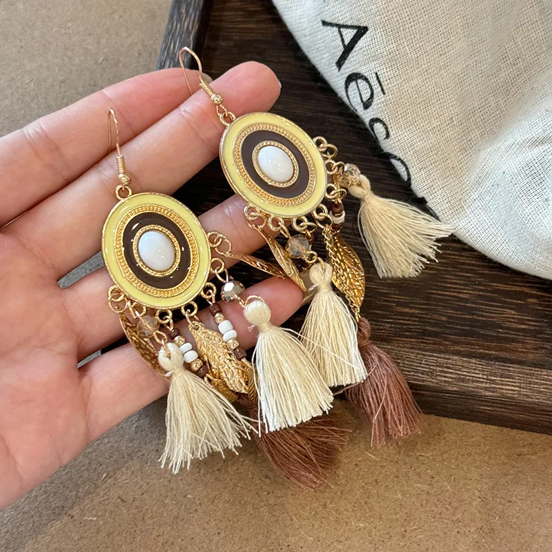 Alloy Rice Bead Dangle Earrings, image 5