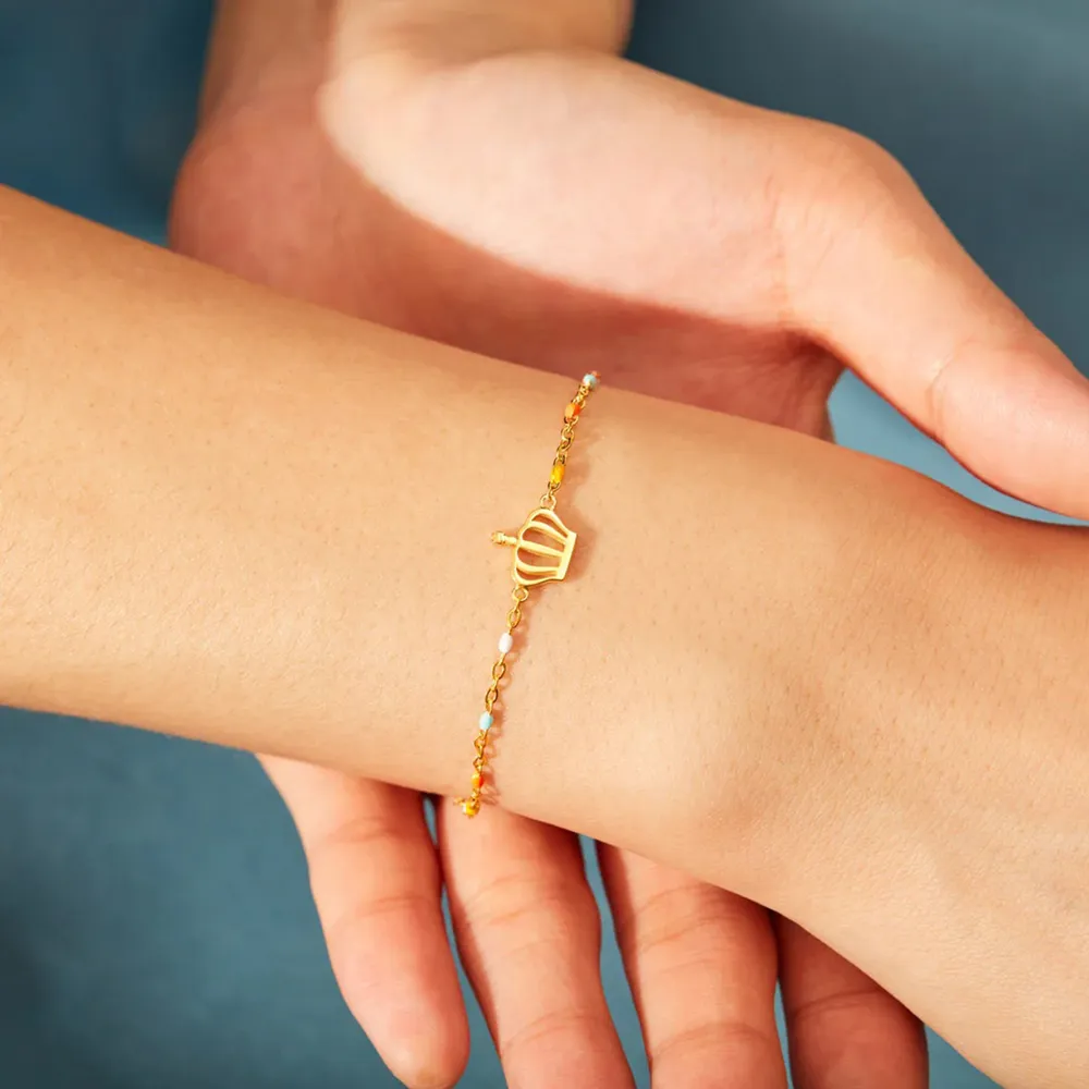 Crown Shape 18K Gold-Plated Bead Bracelet, image 2