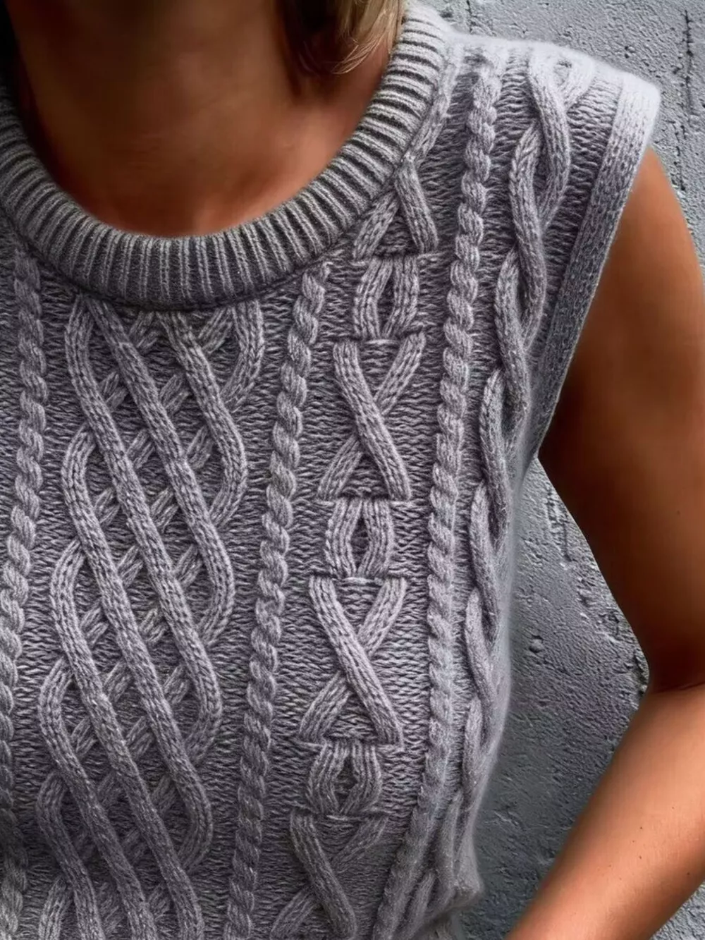 Cable Knit Sweater Vest, image 3