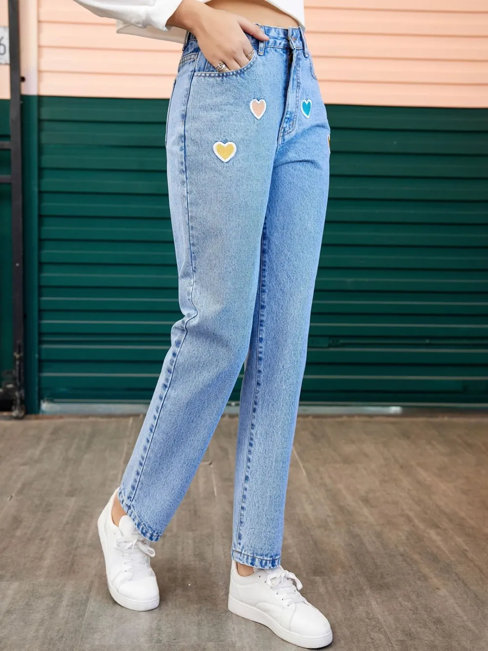 Heart Straight Leg Jeans with Pockets, image 6
