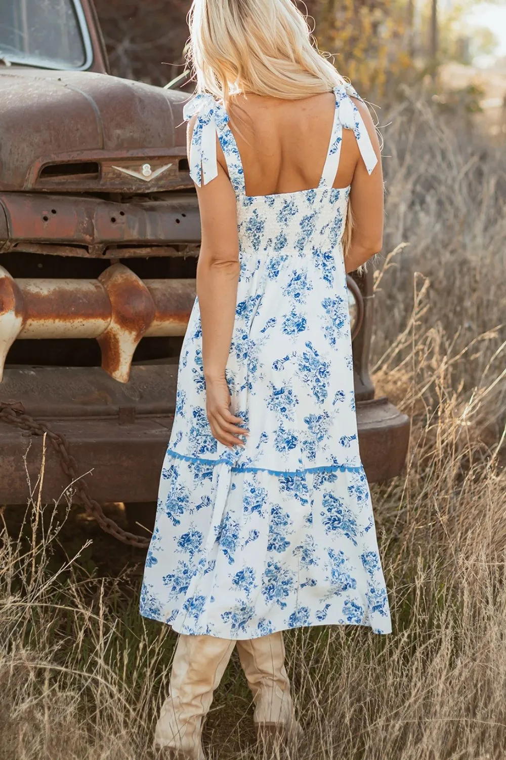 Printed Tie Shoulder Dress, image 9