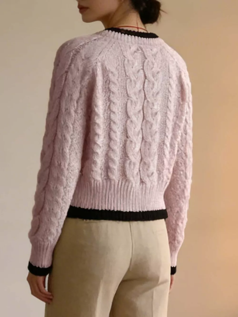 Cable Knit Button Up Cardigan, image 5