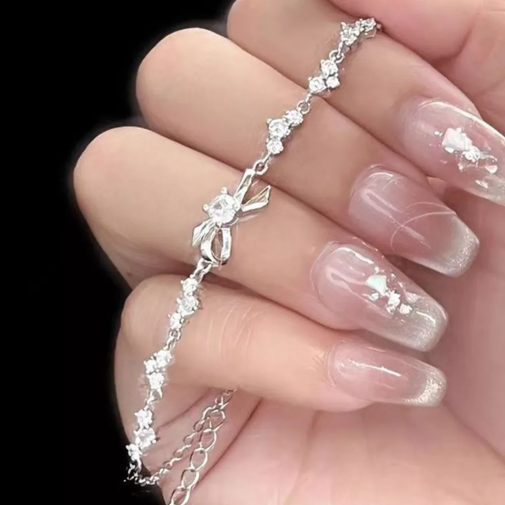 925 Sterling Silver Chain Bow Bracelet, image 8