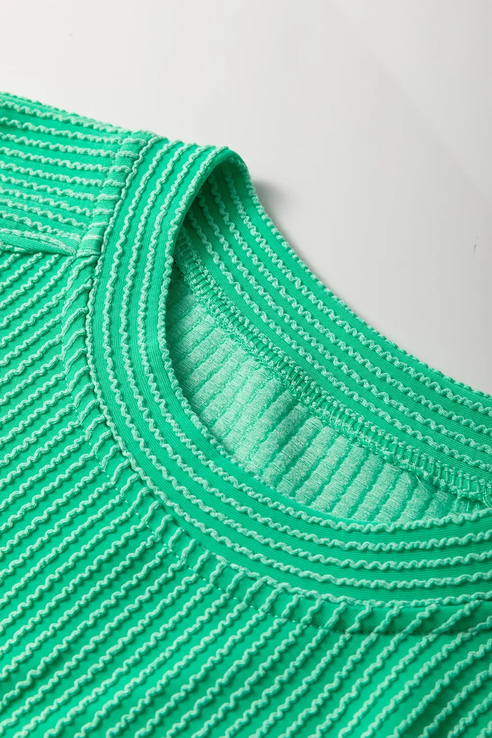 Ribbed Knit Round Neck Top and Pants Casual Set, image 13