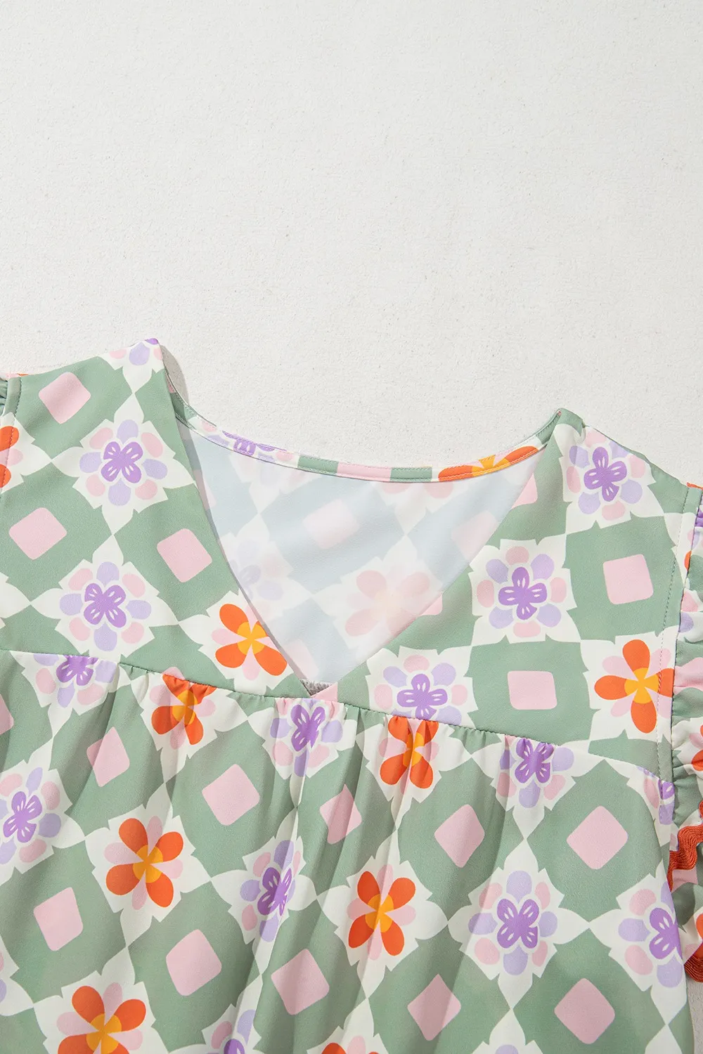 Floral Print V-neck Flutter Sleeve Blouse, image 5