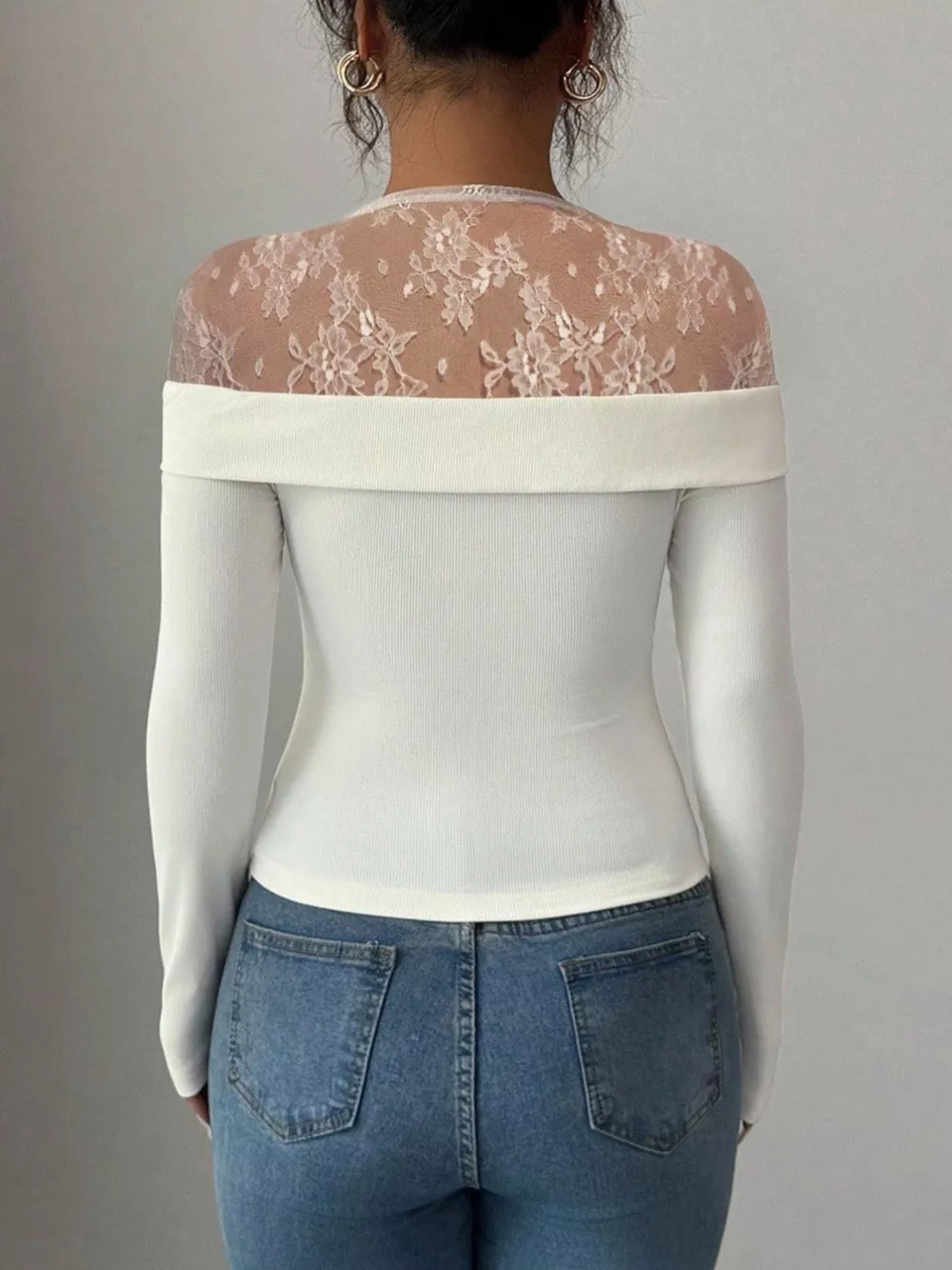 Lace Detail Long Sleeve Top, image 2