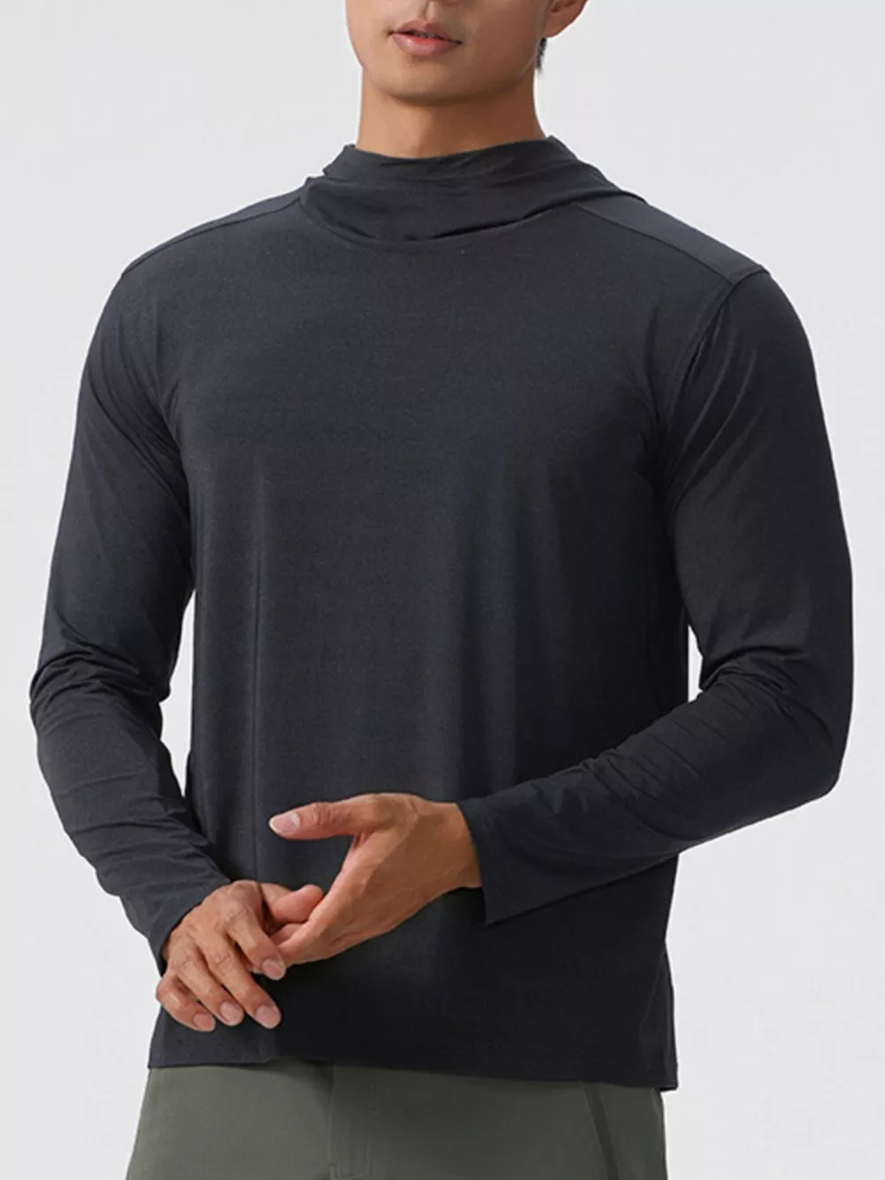 Men's Solid Color Long Sleeve Hoodie, image 9