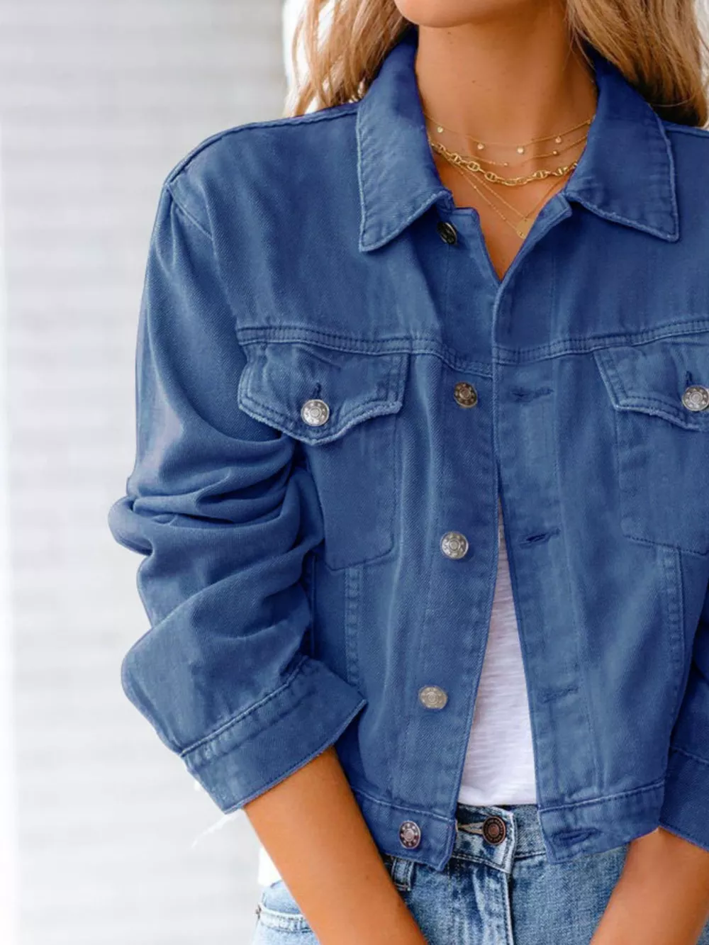 Button Up Long Sleeve Denim Jacket, image 15
