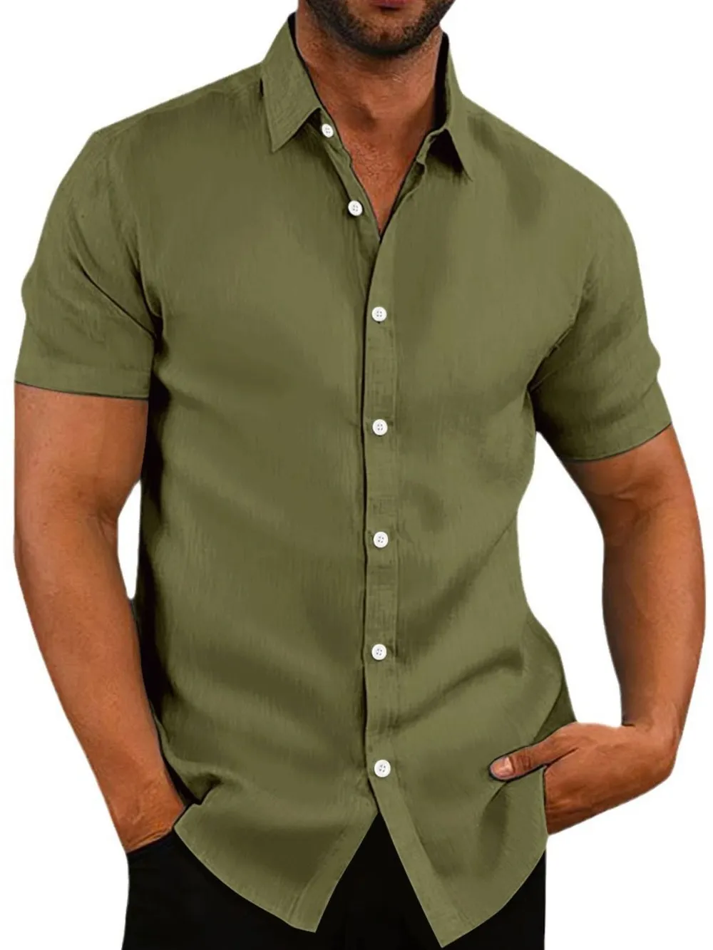 Men's Full Size Button Up Short Sleeve Shirt Plus Size, image 9