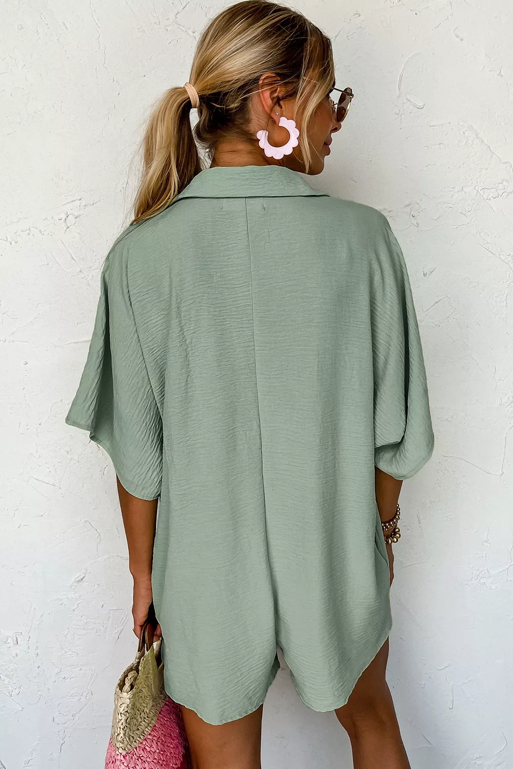 Button Detail Half Sleeve Romper, image 2