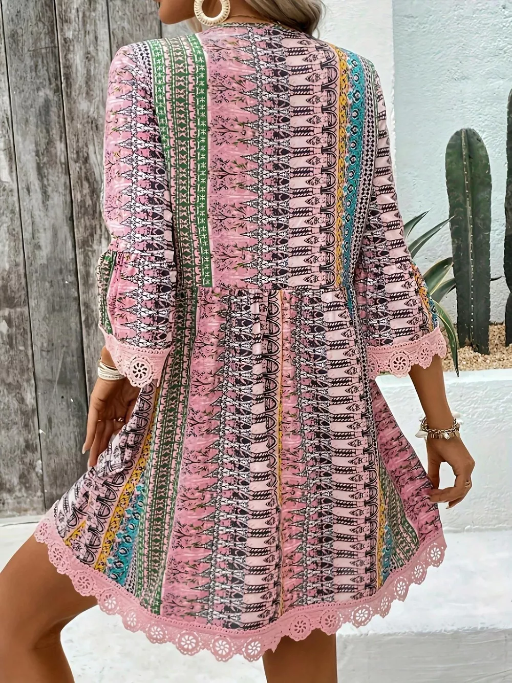 Printed V-Neck A-Line Dress, image 16