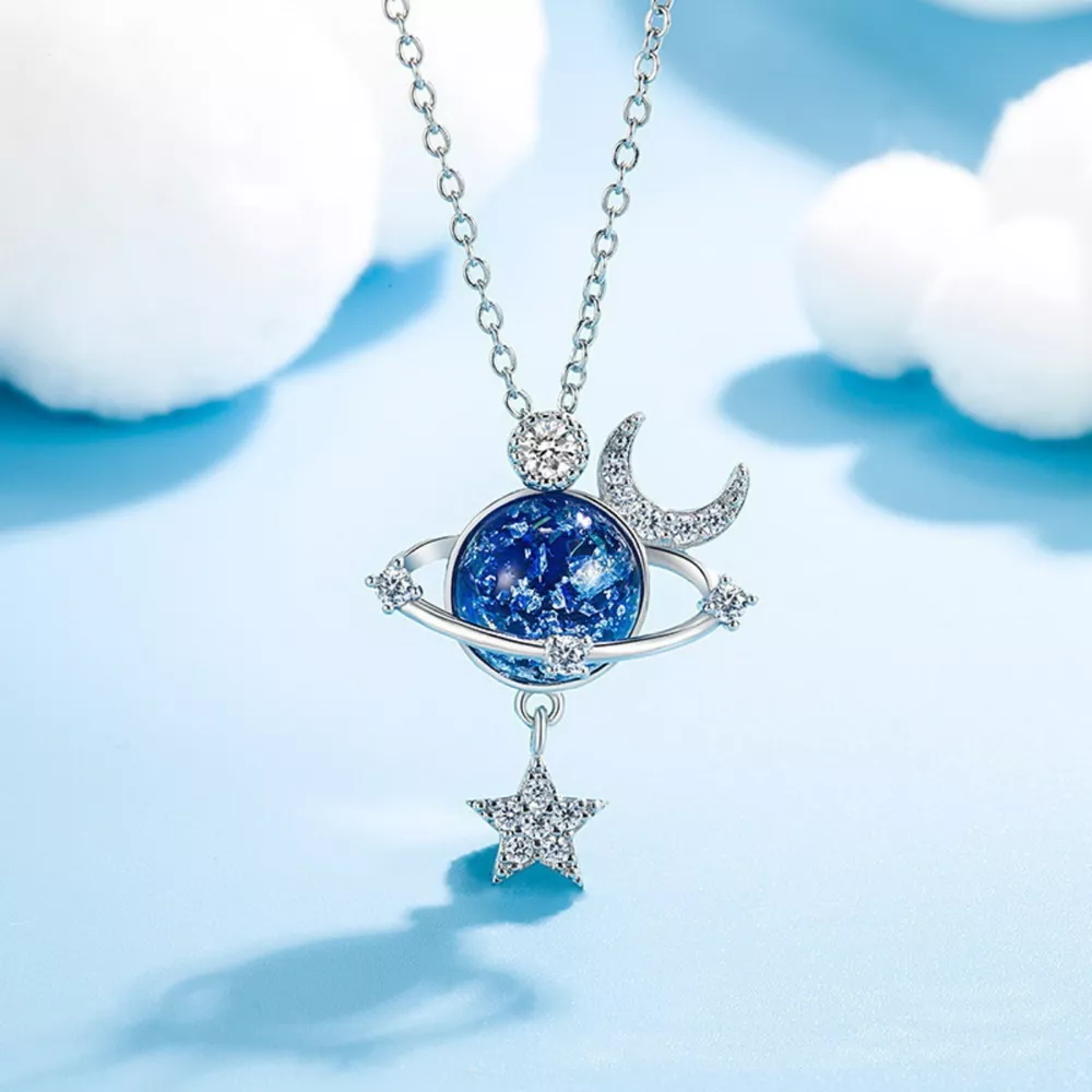 925 Sterling Silver Planet Pendant Necklace, image 4
