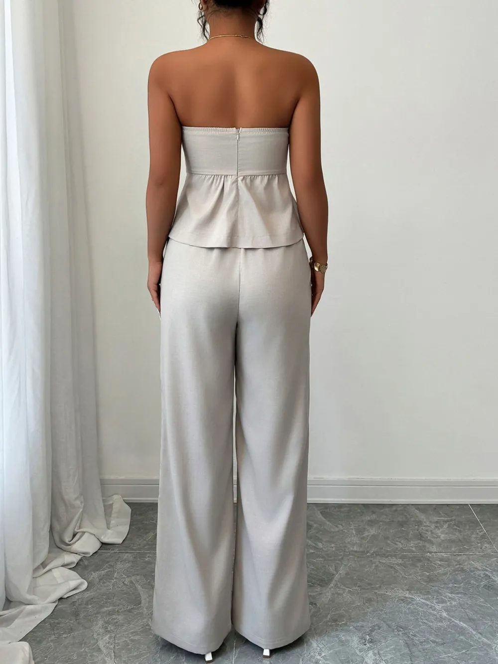 Ruched Tube Top and Pants Set, image 4