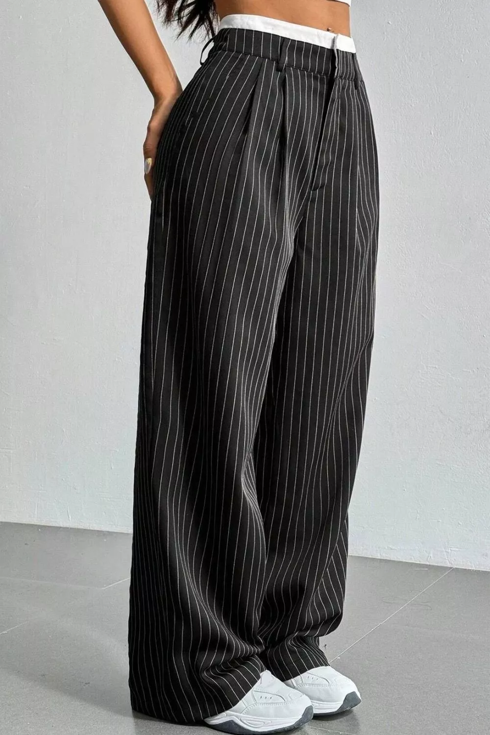 High-Waisted Pinstripe Wide-Leg Pants, image 13