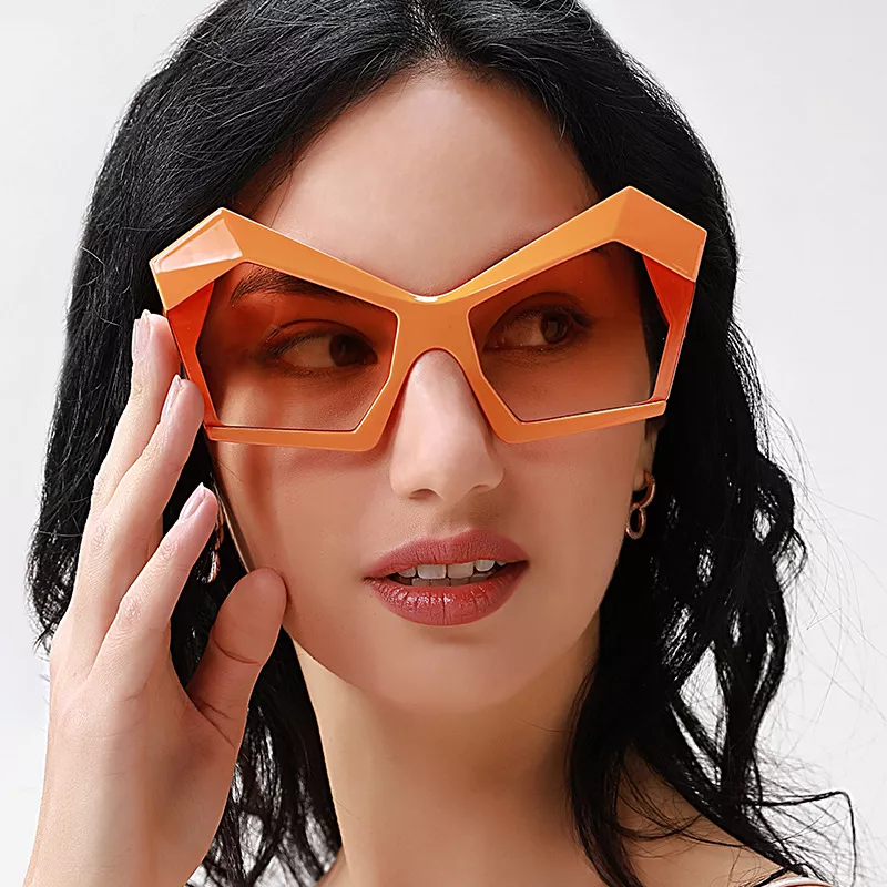 Oversized Geometric Orange Fashion Sunglasses, image 3