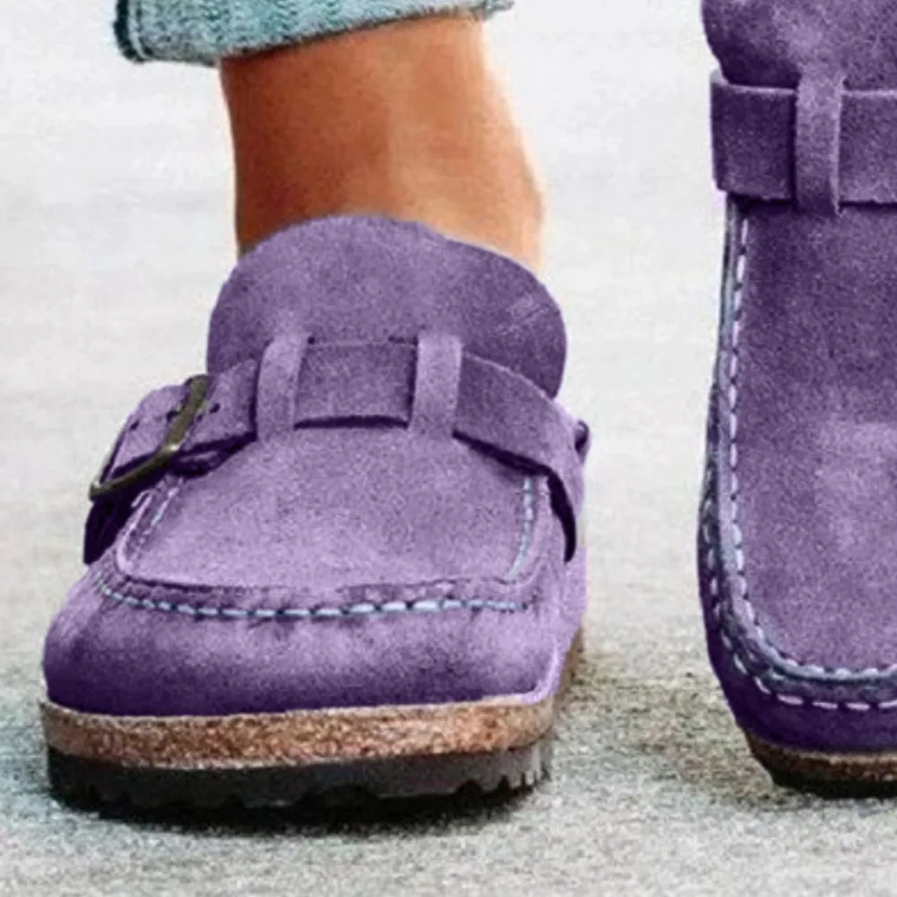 Round Toe Low Heel Buckle Loafers, image 7