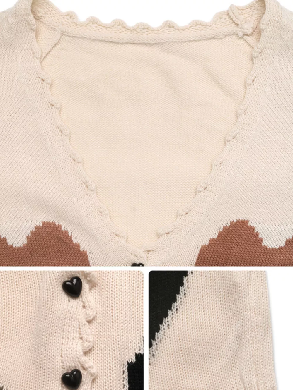 Heart Pattern Button-Up Cardigan, image 5