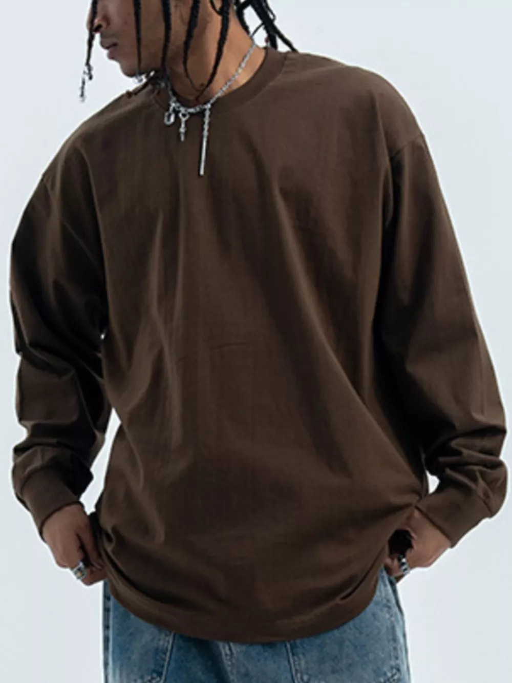 Men's Round Neck Long Sleeve T-Shirt, image 2
