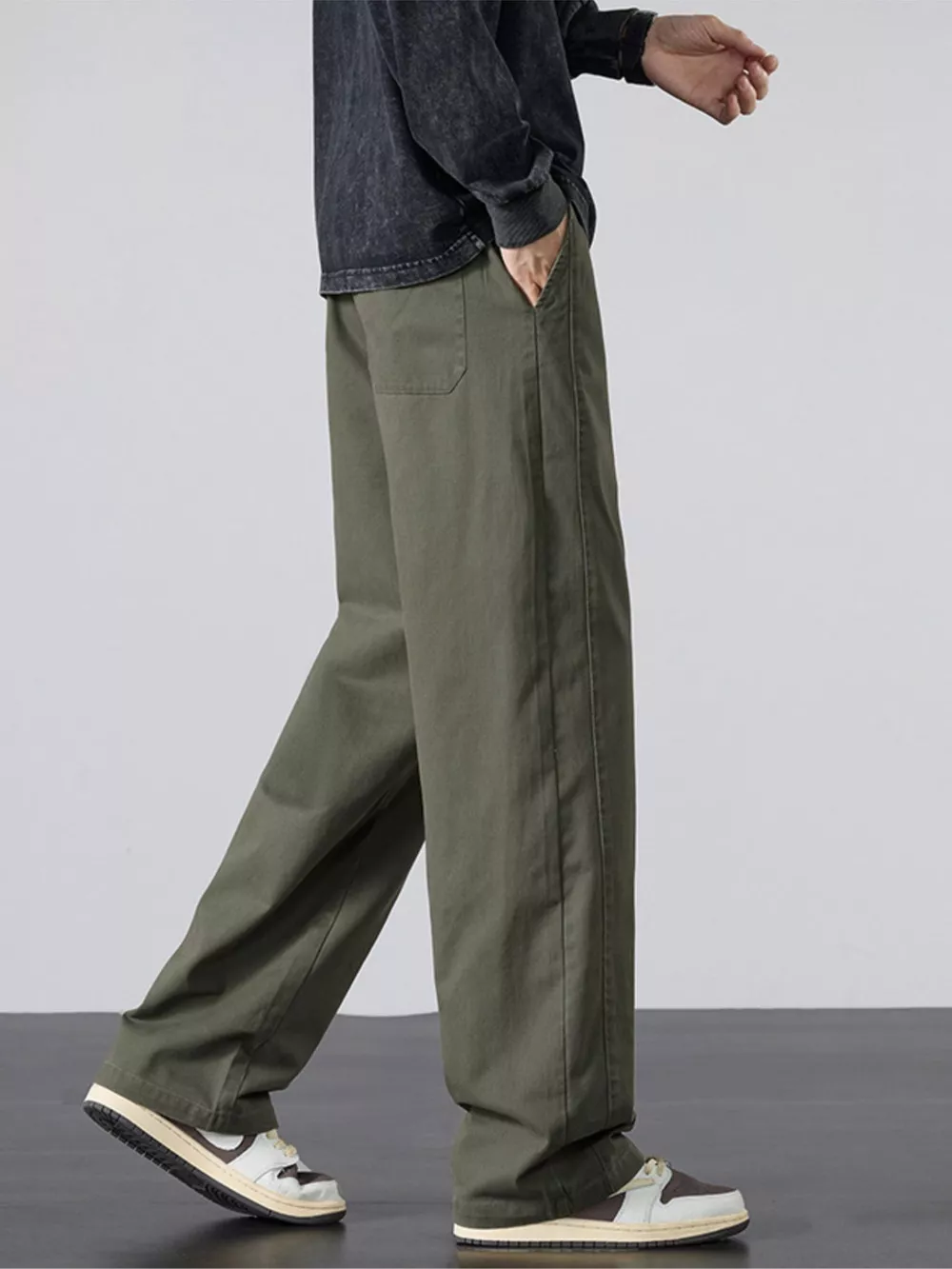 Men's Plus Size Drawstring Wide Leg Pants, image 5