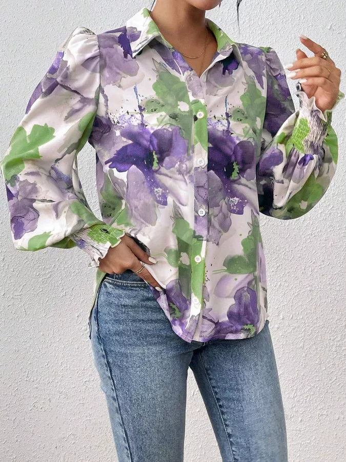 Floral Print Long Sleeve Shirt, image 13