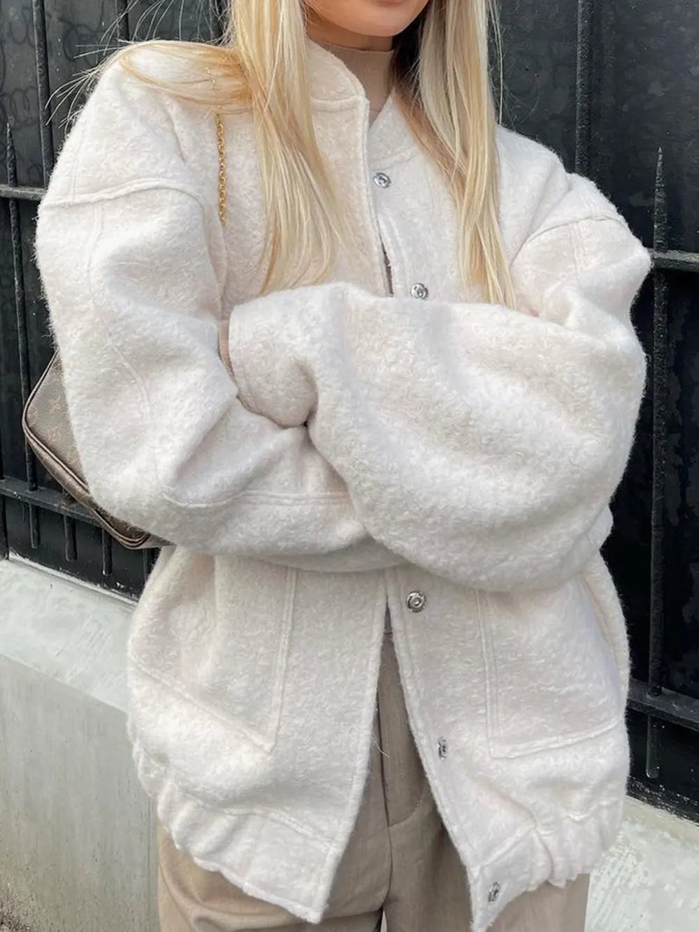 Full Size Snap Down Drop Shoulder Jacket, image 2