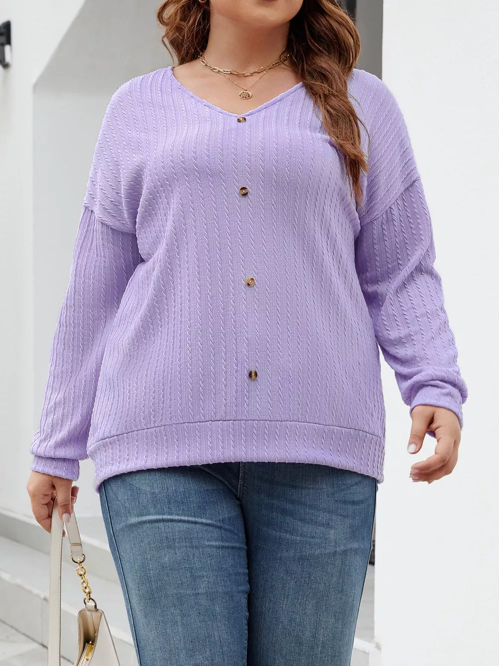 Plus Size V-Neck Dropped Shoulder Blouse, image 23