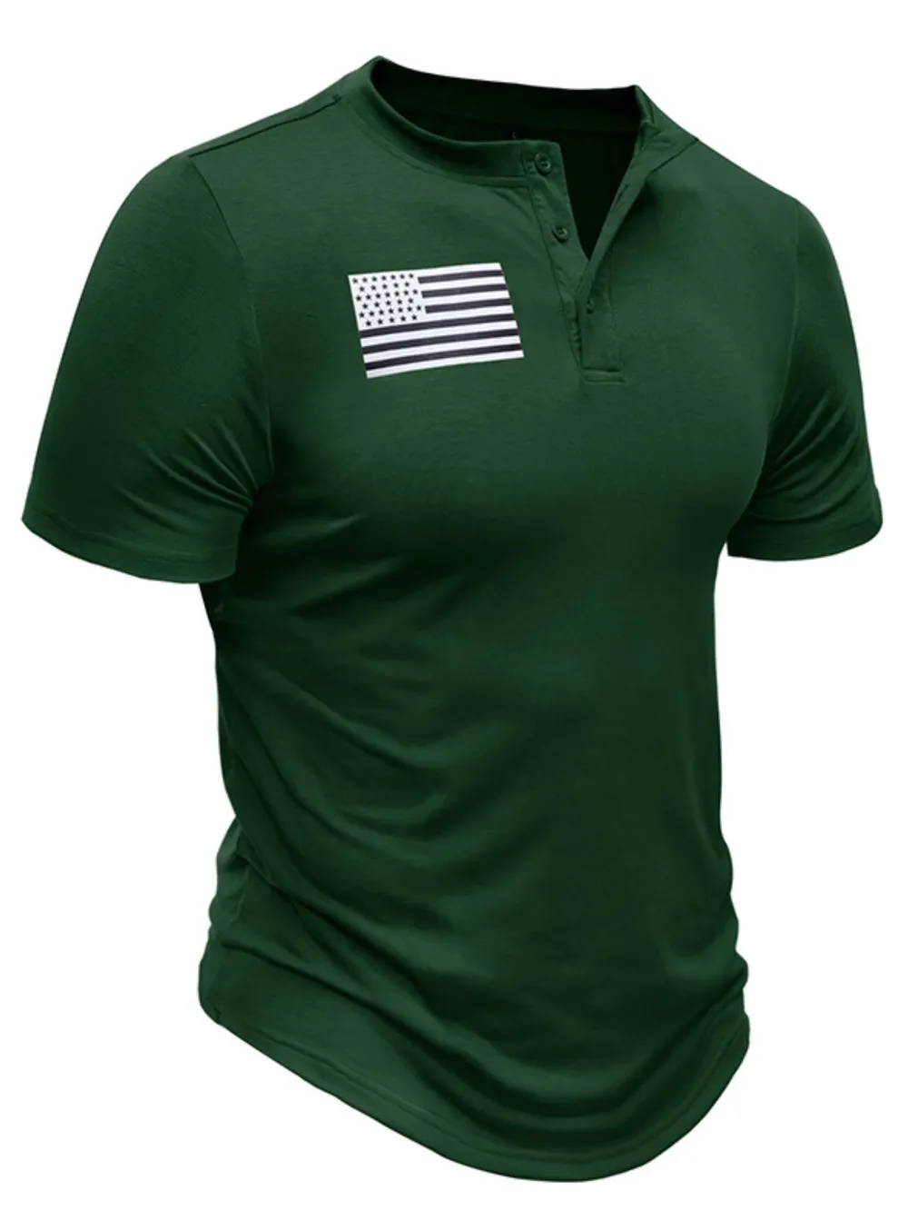Men's American Flag Short Sleeve Henley Top, image 9