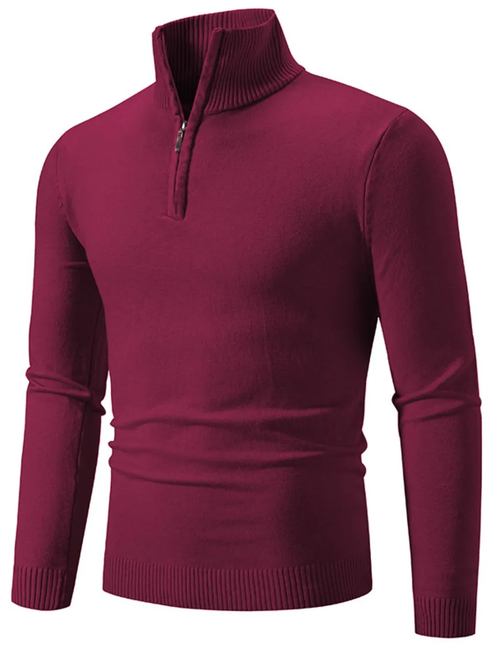 Men's Plus Size Quarter Zip Long Sleeve Sweater, image 4