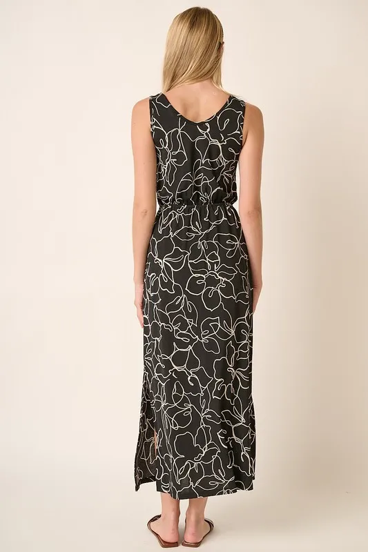 Side Slit Flower Print V-Neck Sleeveless Dress, image 5