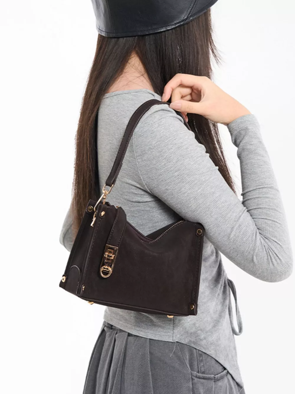 PU Leather Crossbody Bag with Adjustable Strap, image 8