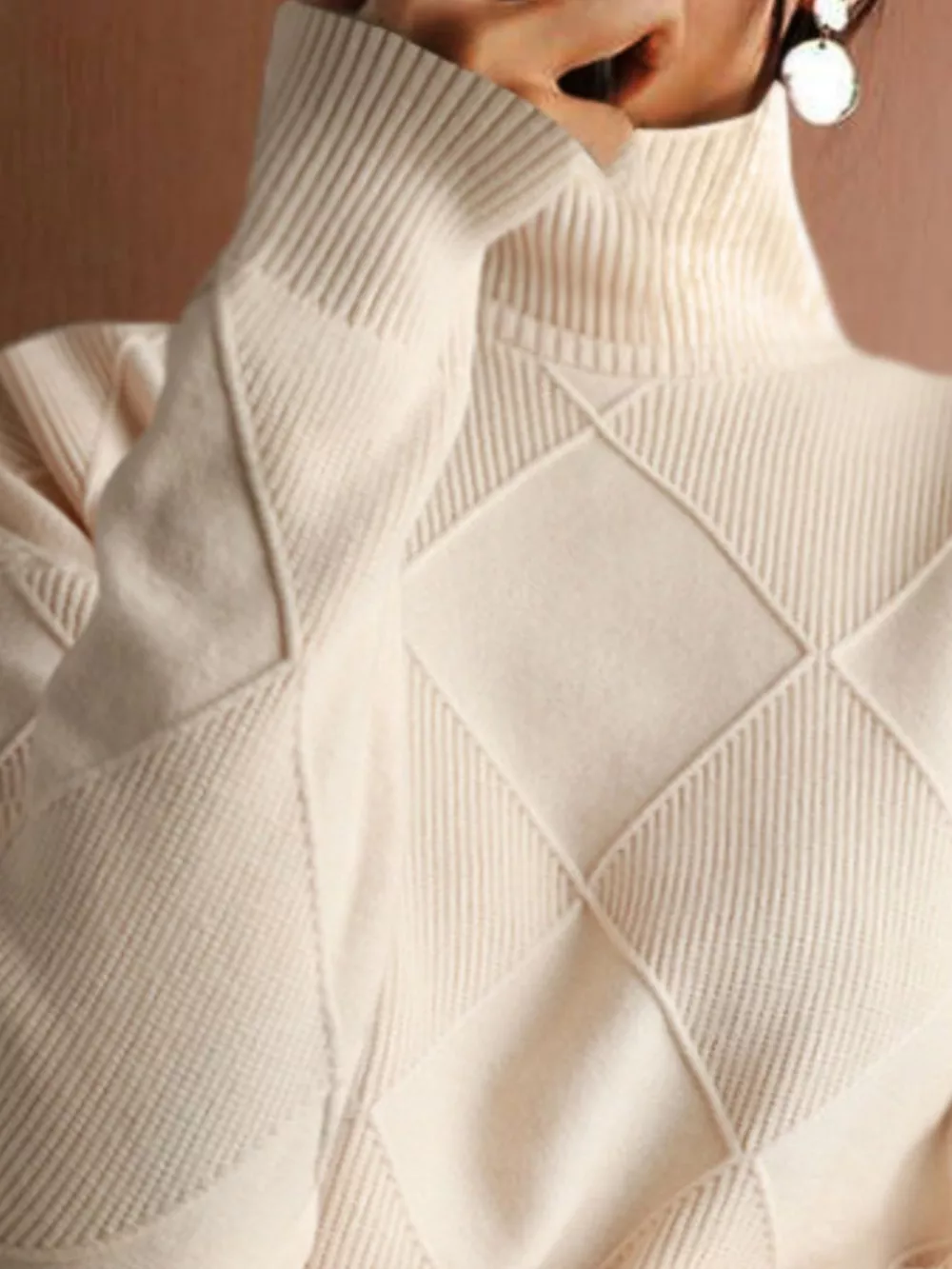 Argyle Pattern Turtleneck Sweater, image 4