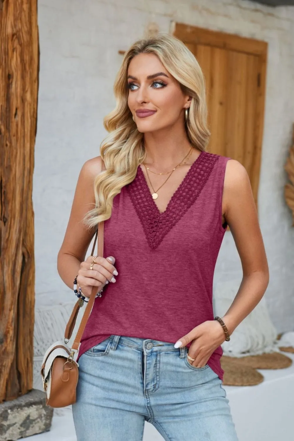 Lace Detail V-Neck Tank, image 34
