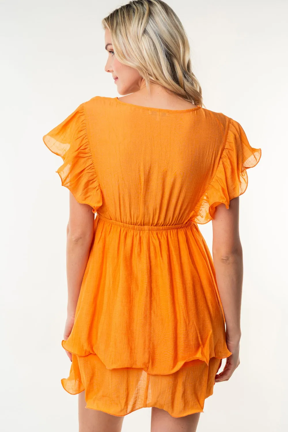 Full Size Short Sleeve Woven Layered Dress, image 5