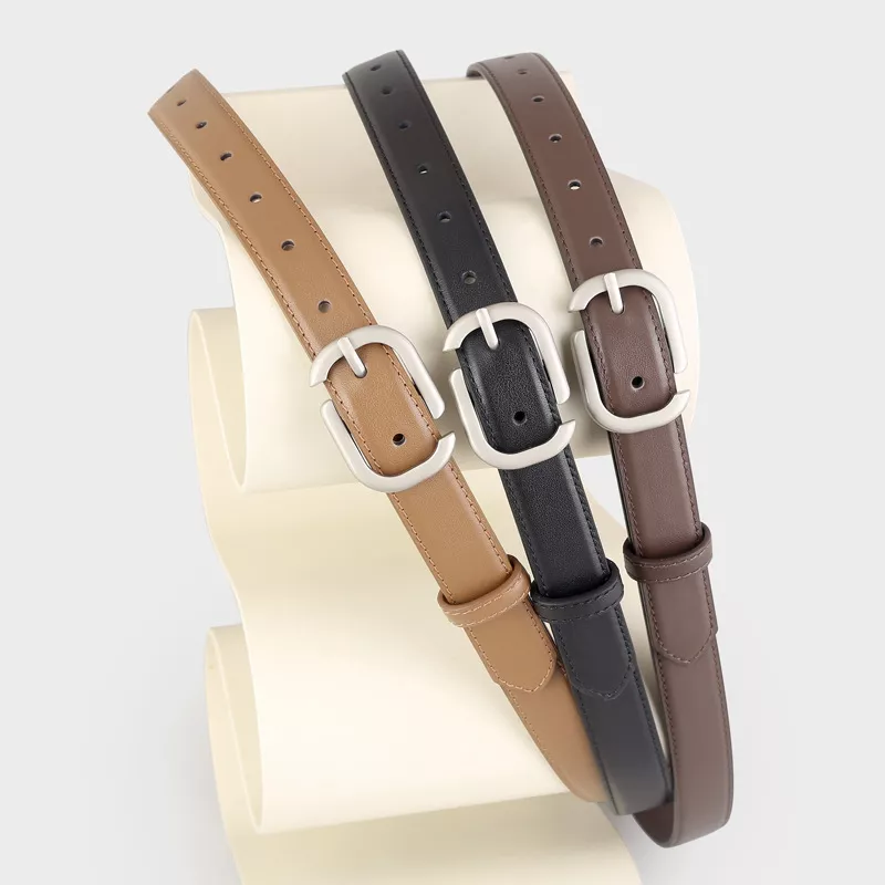 Leather Belt with Silver Buckle, image 2
