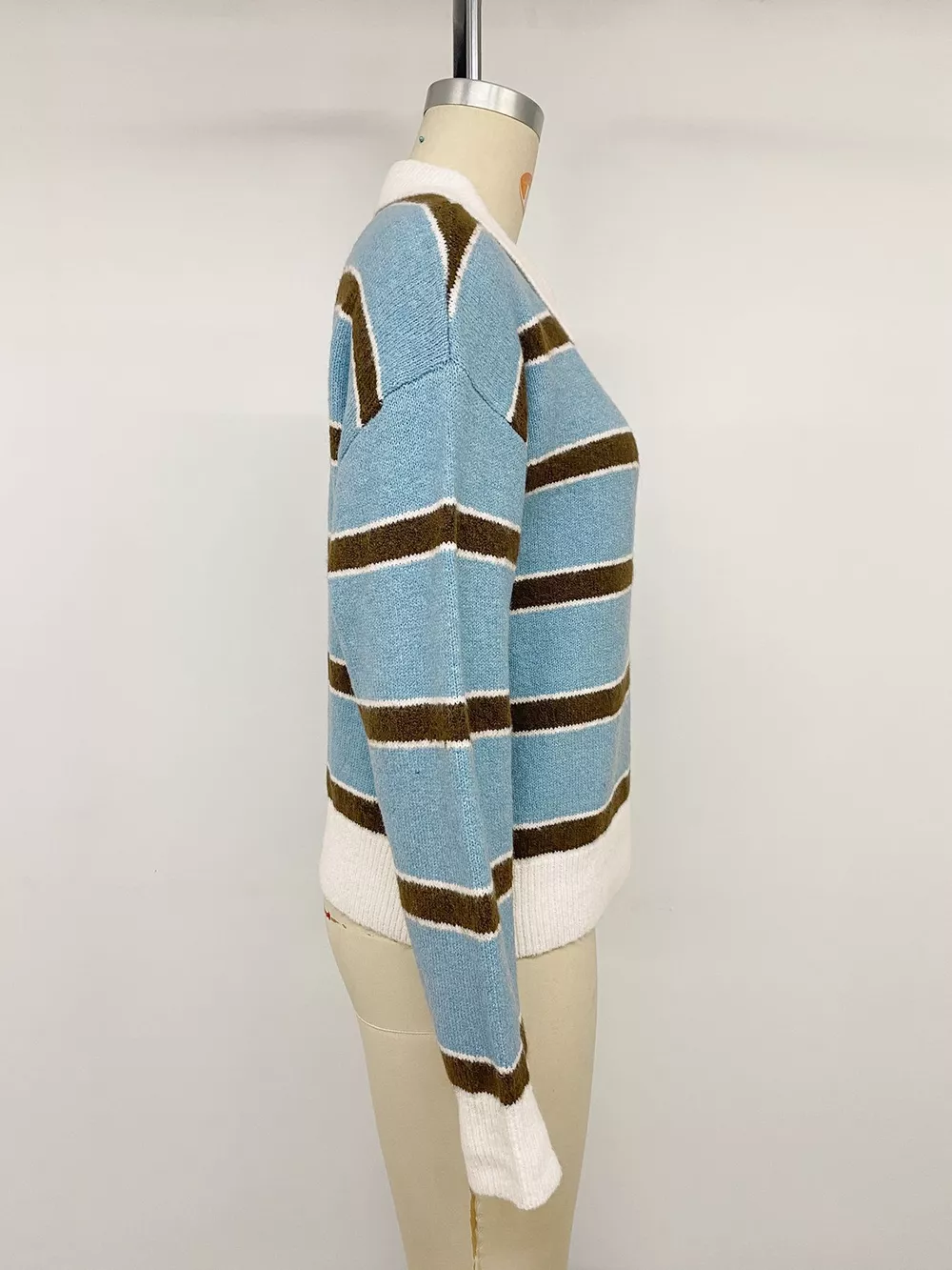 Striped Polo Collar Sweater, image 13