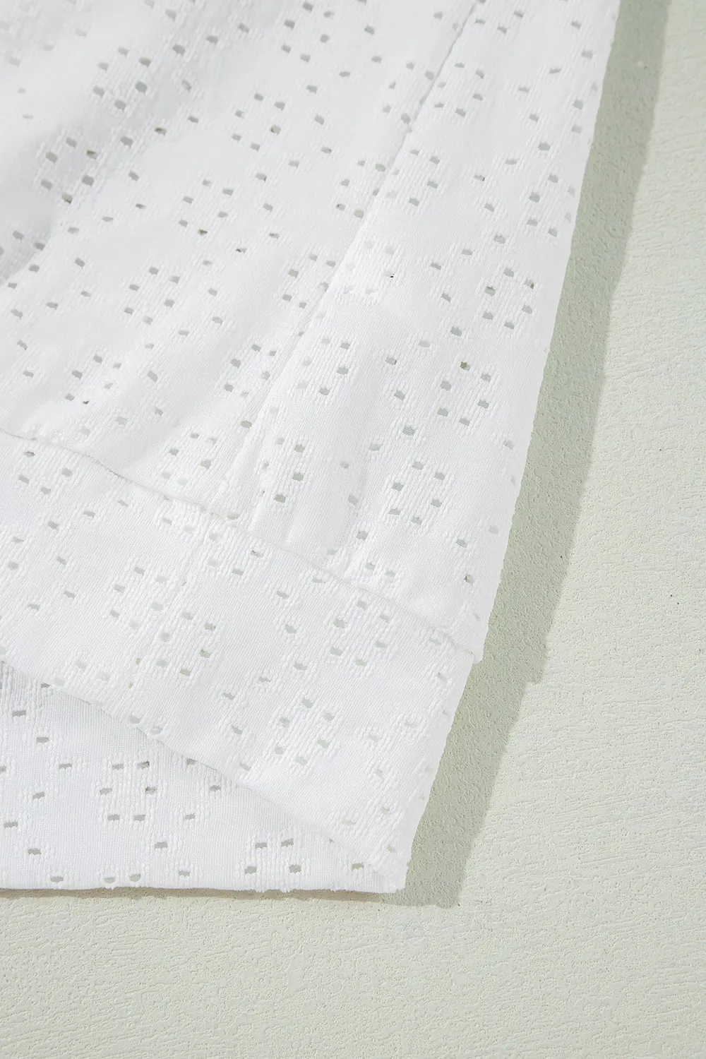 Eyelet Pattern Boat Neck Casual Tee, image 9