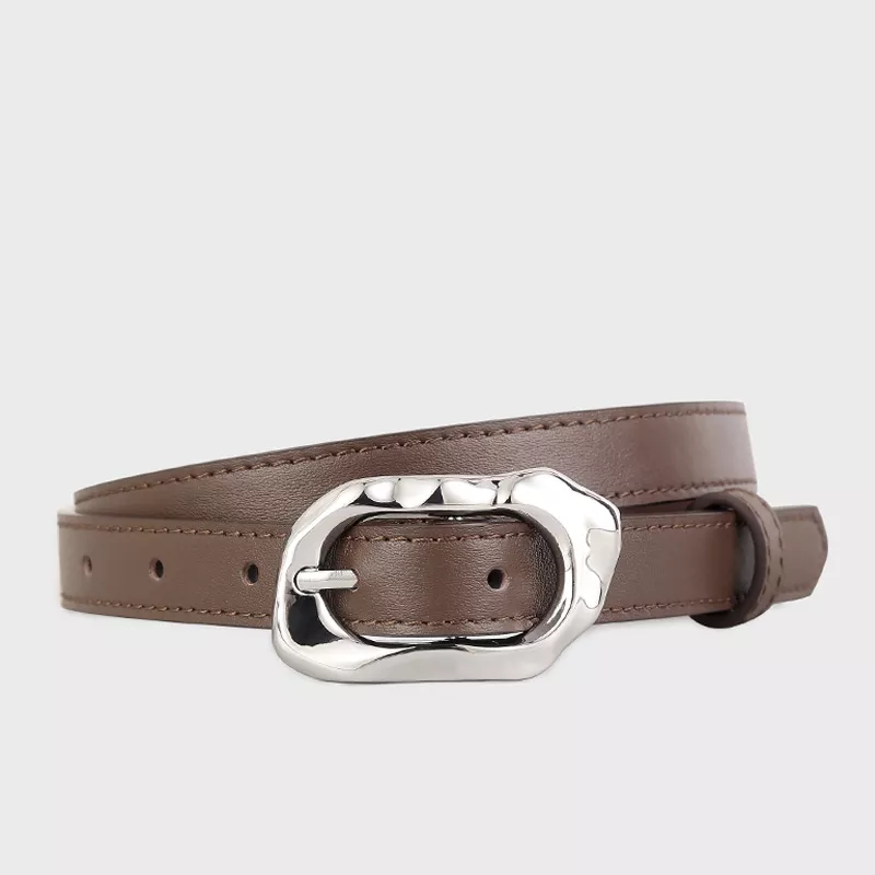 Leather Belt with Silver Buckle, image 5