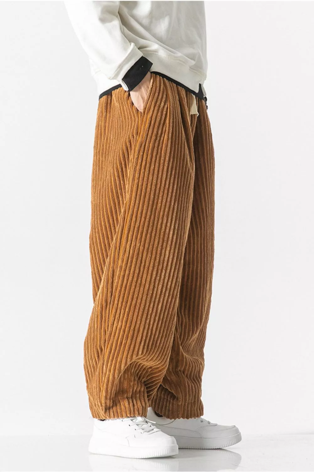 Men's Plus Size Corduroy Wide Leg Casual Pants, image 10