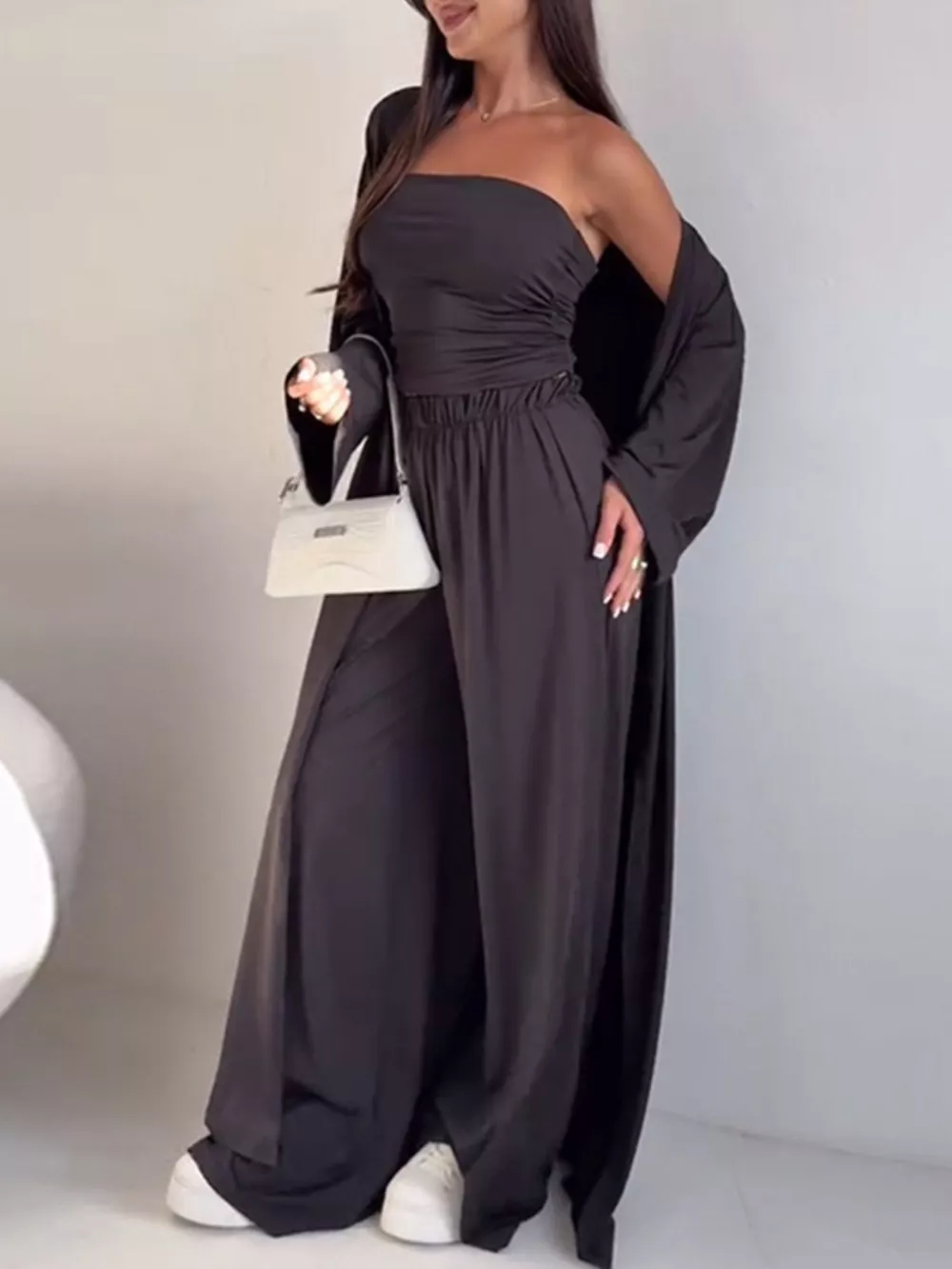 Tube Top & Cardigan & Pants Three Piece Set, image 11