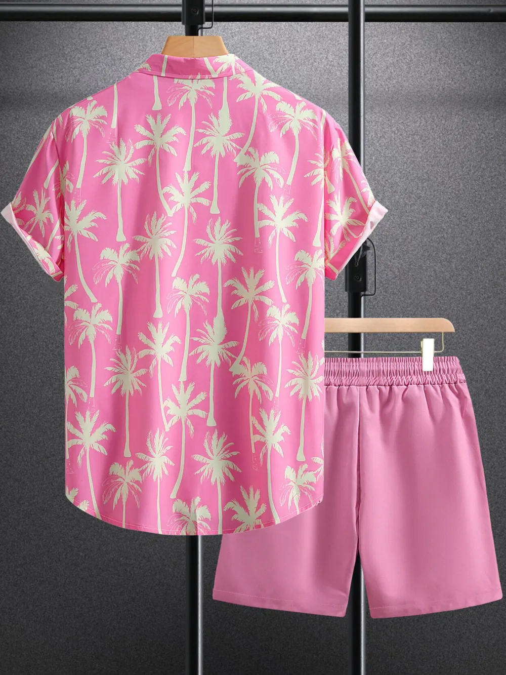 Men's Palm Tree Print Top and Shorts Summer Set, image 2