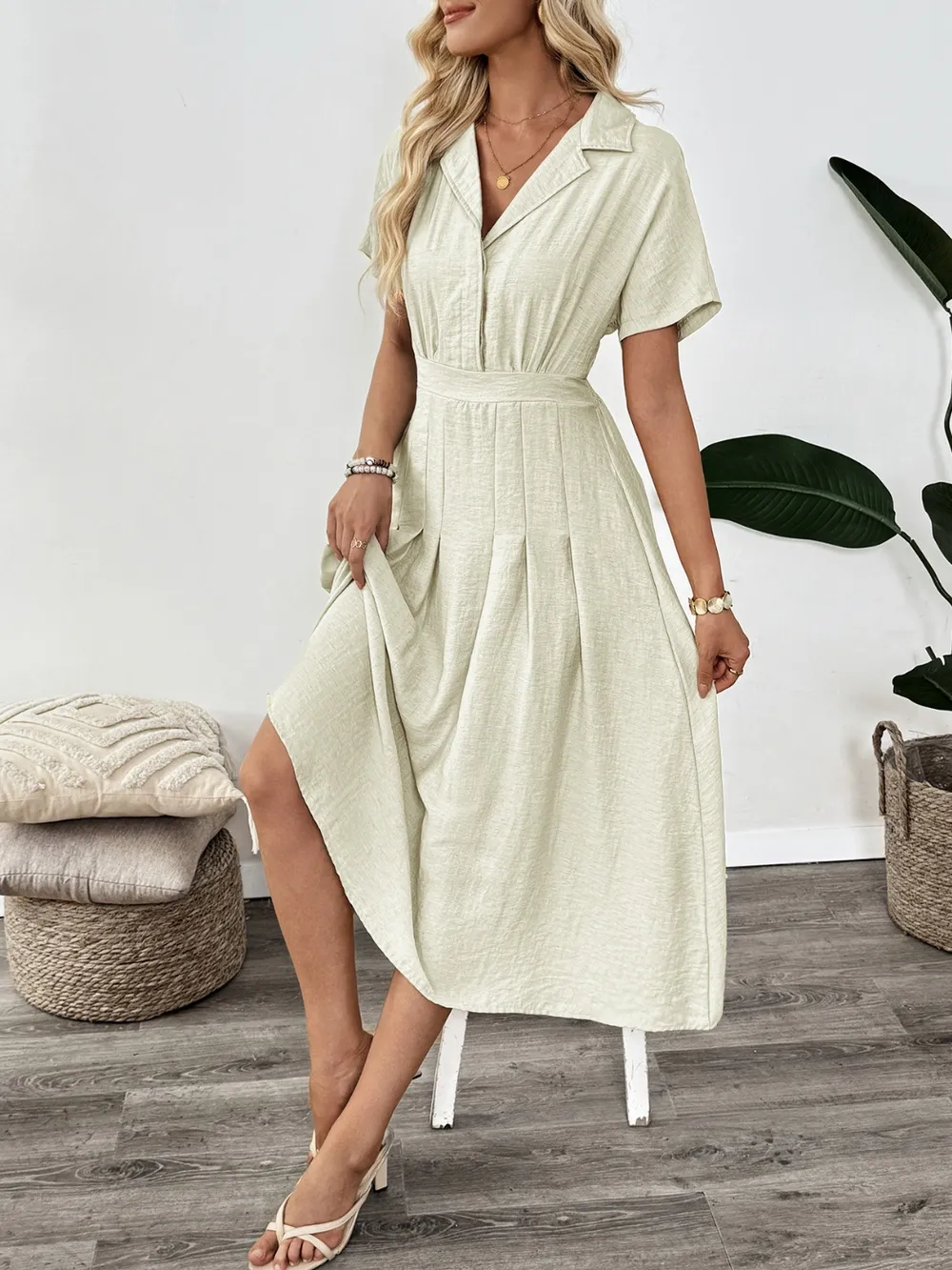Short Sleeve Midi Dress with Pockets, image 8
