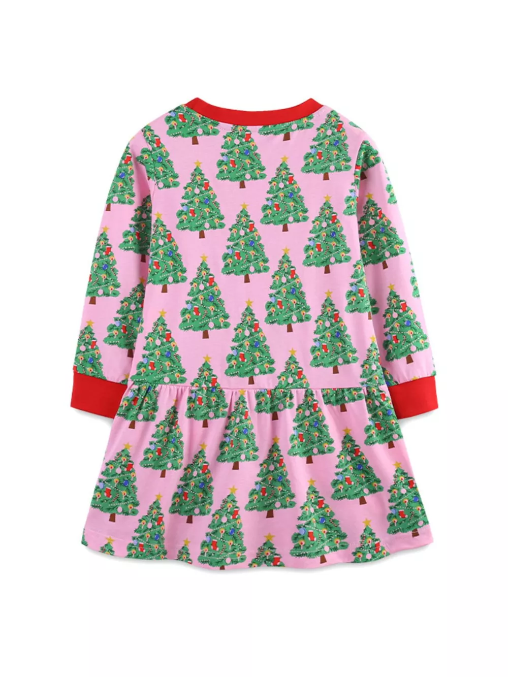 Children's Christmas Tree Print Long Sleeve Dress, image 2