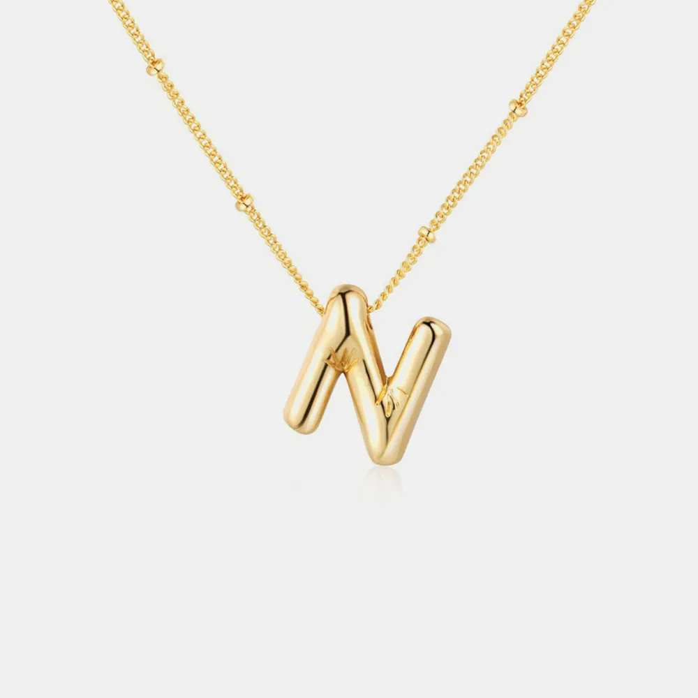 Gold-Plated Bubble Initial Necklace, image 4