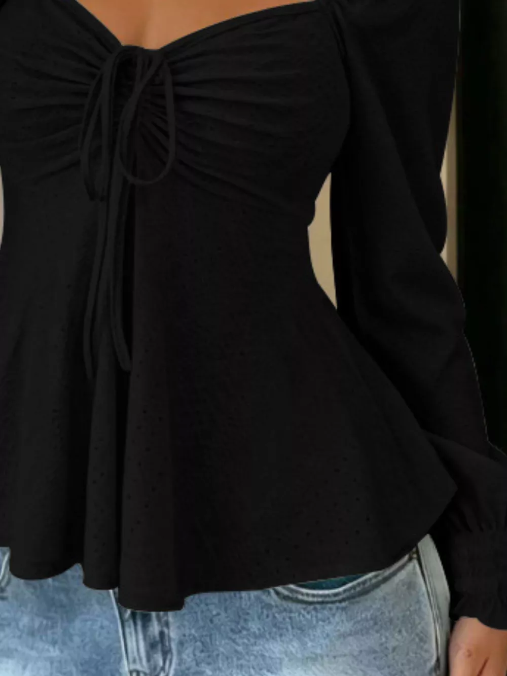 Ruched Sweetheart Neck Long Sleeve Top, image 6