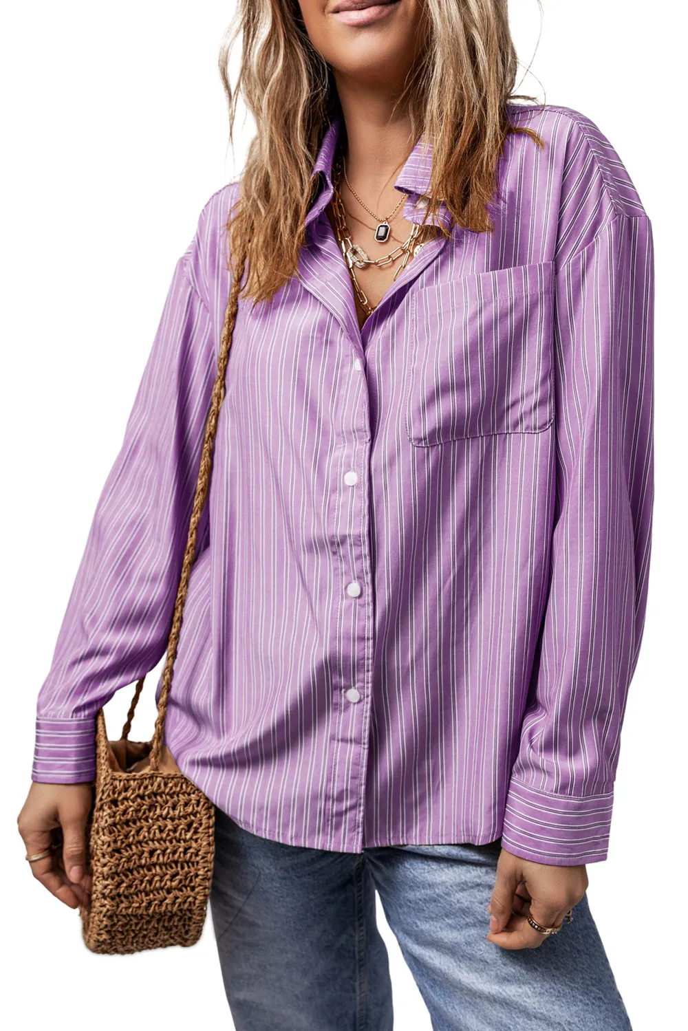 Striped Button Up Long Sleeve Shirt, image 22
