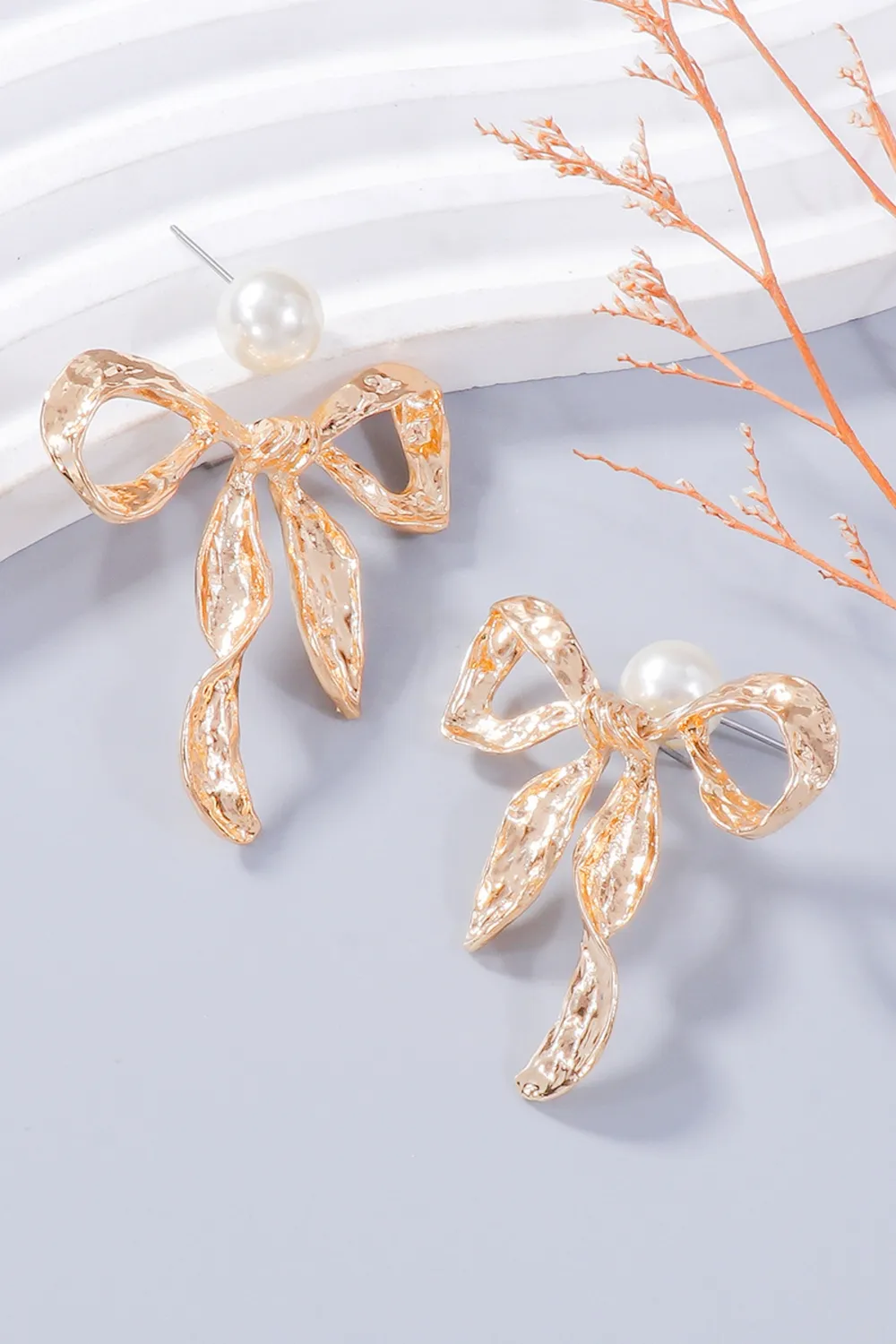 Synthetic Pearl Necklace, Bow Necklace and Bow Earrings Jewelry Set, image 8
