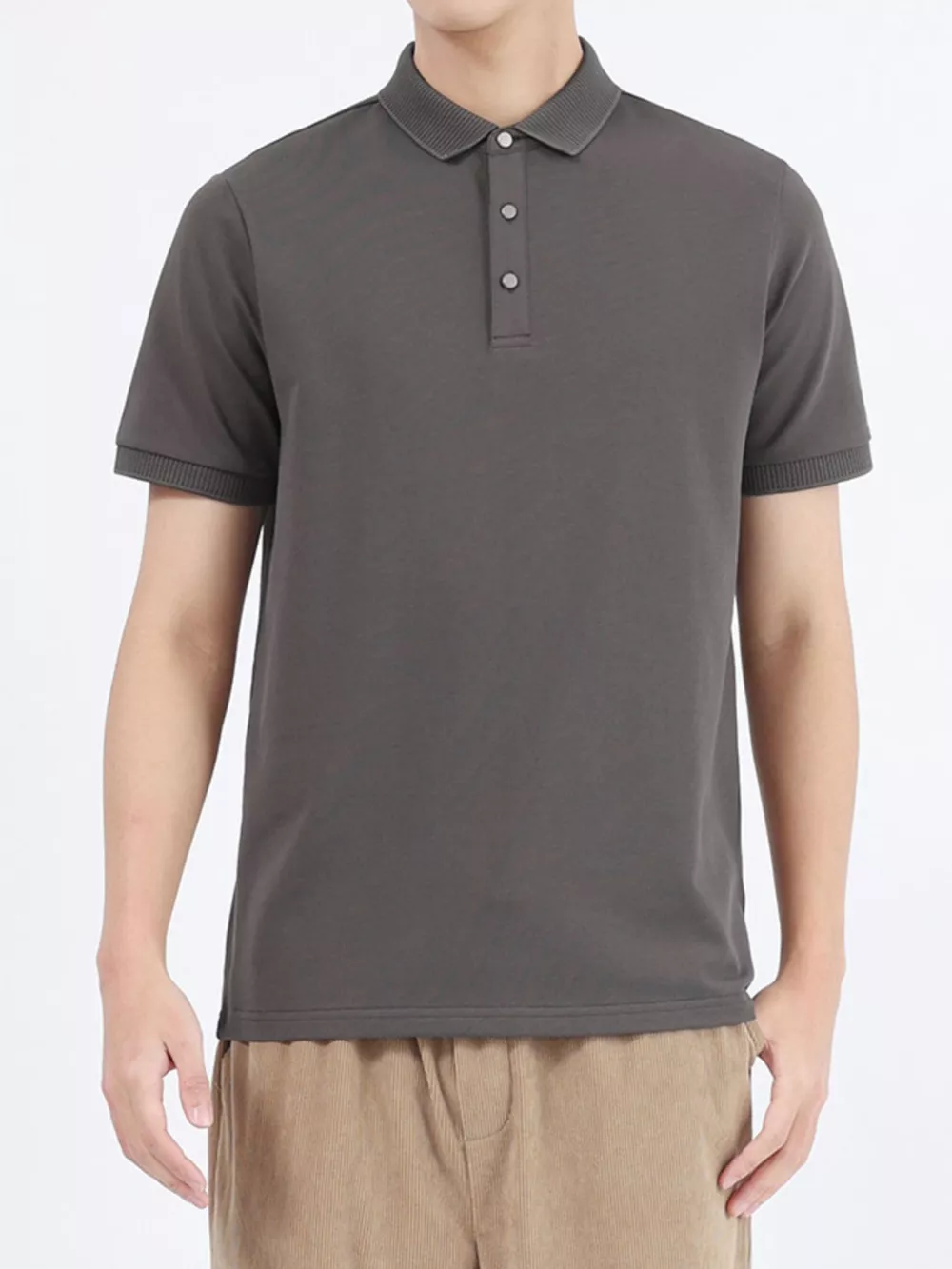Men's Plus Size Button Detail Short Sleeve Polo, image 5