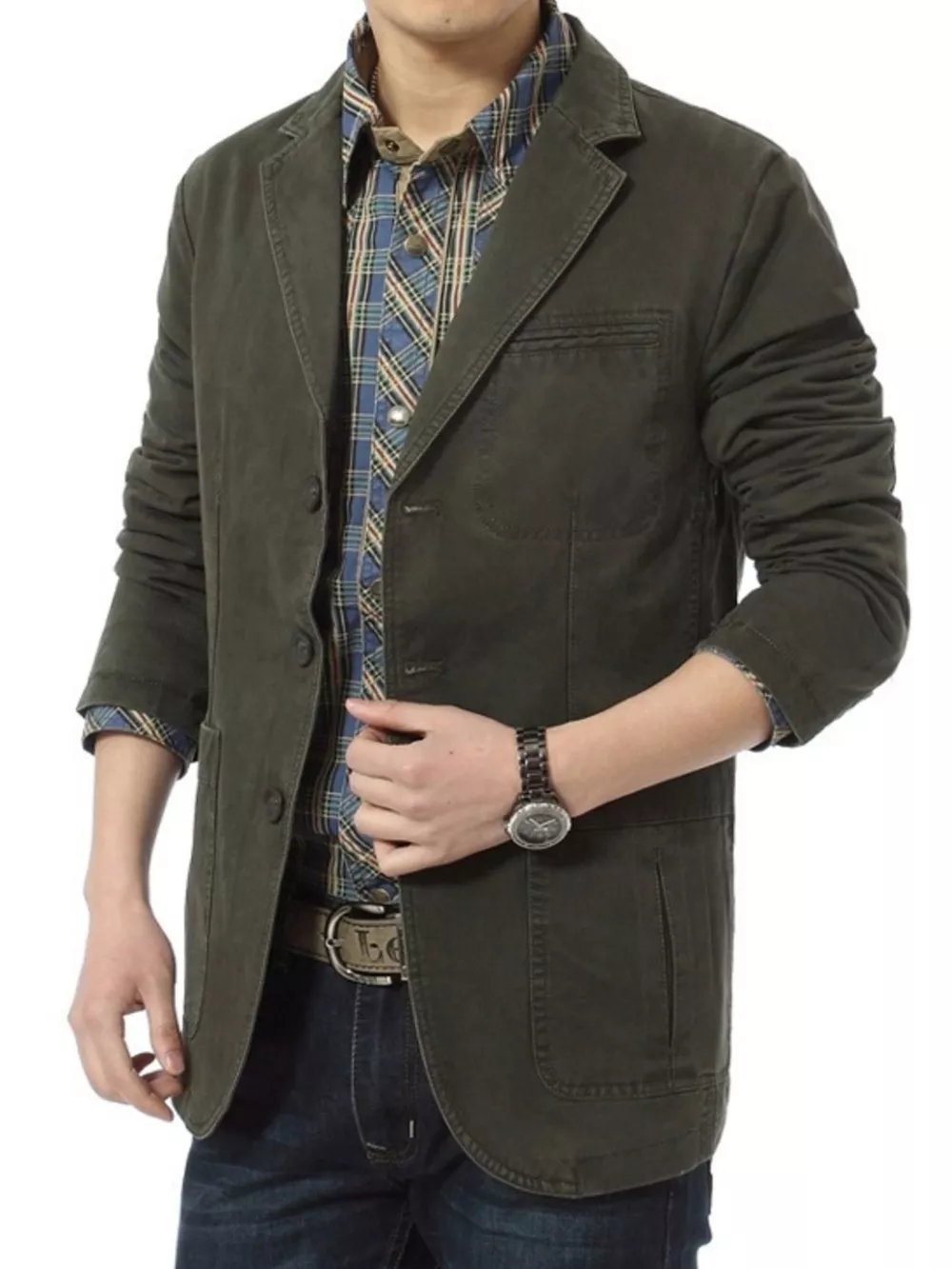 Men's Plus Size Casual Button Up Blazer, image 2