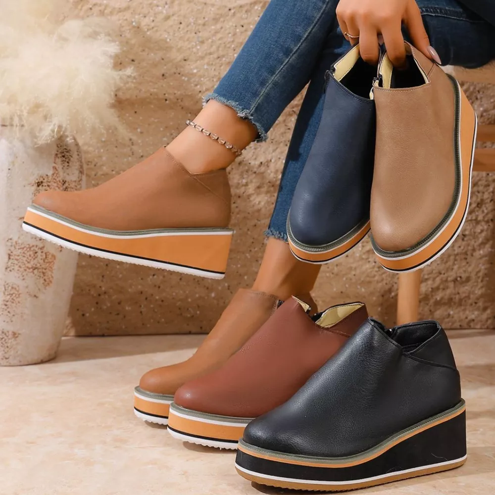 Round Toe Wedge Ankle Boots, image 15