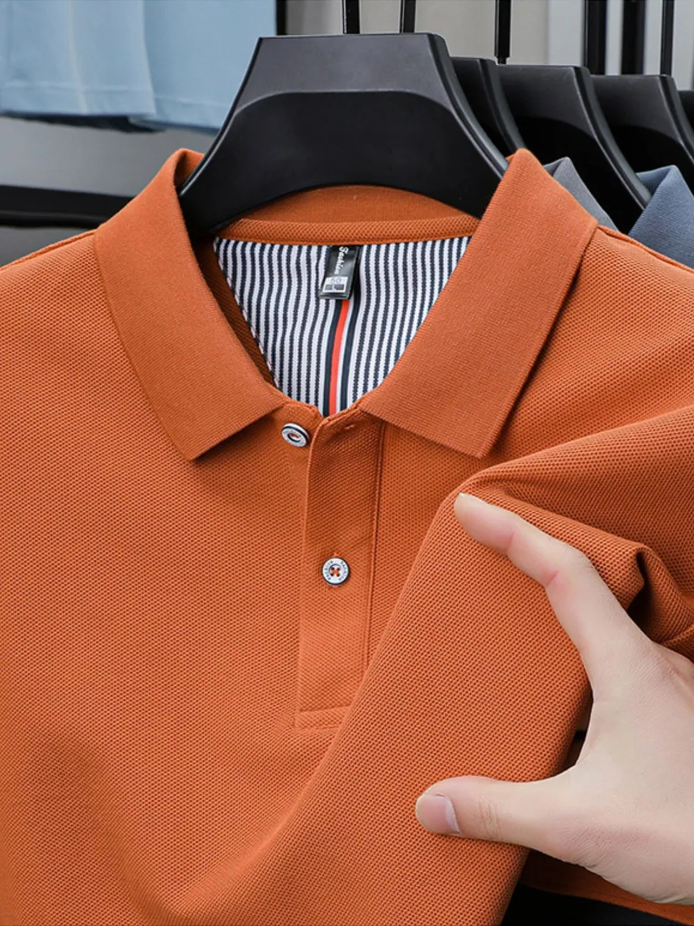 Men's Plus Size Button Detail Short Sleeve Polo, image 5